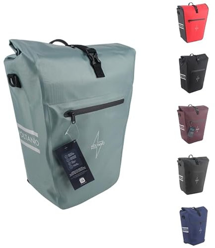 Voltano - Fahrradtasche - Hochwertige Gepäckträgertasche - Eisblau Fahrradtasche - 100% wasserdicht - 28 Liter