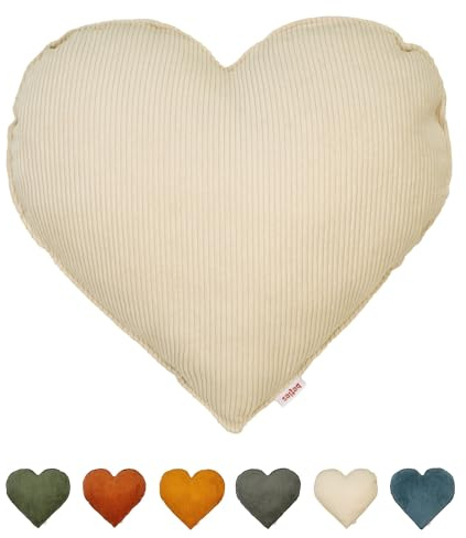beties - HYggelig No.1 - Cord-Samt gefülltes Herzkissen ca. 40x35 cm; Romantisches Geschenk zum Geburtstag, Valentinstag oder Muttertag – Weiches Zierkissen für Sofa, Bett, Reisen und Deko Stofftiere