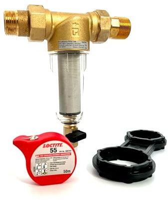 Wasserfilter FF06-1AA MiniPlus 1 Zoll Feinfilter DVGW mit Versiegelungsmittel 50m | Honeywell Resideo | Gewindedichtfaden | Vorfilter | Ersatzfilter