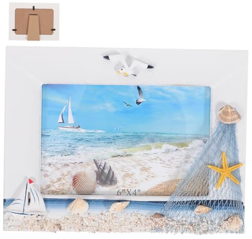 ifundom 6 mediterraner fotorahmen rustikaler Strandbilderrahmen Desktop-Fotohalter Tischdekoration Fotoständer Sommerdeko Kinderständer Fotorahmen im mediterranen Tischbilderrahmen