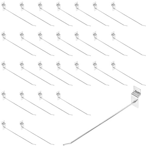 QUARKZMAN 100Pièces Crochet pour Panneaux Rainurés, Accessoires pour Panneaux Rainurés en Métal de 8 Pouces/200 mm, Crampons pour Panneaux Rainurés pour Exposition Commerciale (Argent)