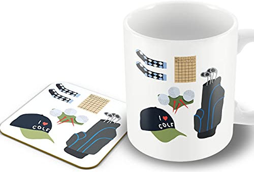 The Victorian Printing Co - It's Tee Time - Golf Gift Mug and Coaster Set, Ceramic, 11 fl. oz.