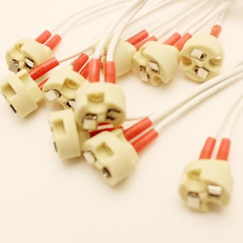Lot de 10 Douilles MR16 avec Socle en Céramique,G4, GU5.3, G6.35, GY6.35, GX5.3,GZ4,MR11 Base de Bi-Pin avec câble,Idéal pour ampoules LED et halogènes. (10)