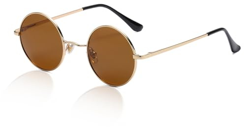 XITUADDA Polarisiert Retro Runde Sonnenbrille Herren Damen Mode Hippie Metallrahmen UV400 Schutz