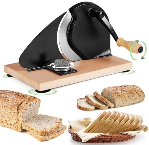 Manual Bread Slicer for Homemade Sourdough Bread Versatile Hand Crank Bread Slicer for Sourdough Crusty Bread Etc Stainless Steel Slicers Adjustable Width for Homemade & Commercial Use