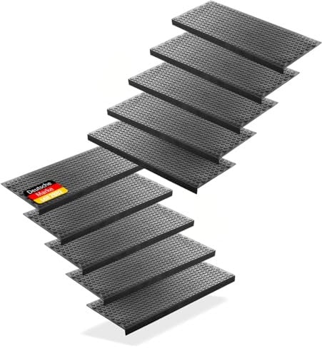 BigDean 5 Stück Stufenmatten aus Gummi – 75 x 25 cm – Outdoor Treppenstufenmatten – Anti Rutsch Gummimatten Wild Design