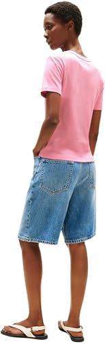 Tommy Hilfiger Slim Cody C-Nk SS Ww0Ww40587, Top in Maglia a Maniche Corte, Donna, Rosa (Classic Pink), M