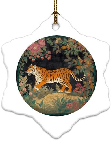 Weihnachtsschmuck 2024, Tiger-Chinoiserie, Tierstreifen, buntes Andenken, Geschenk, wilde Tier-Leoparden, tropische Weihnachtskugel, Sammlerstück, Geschenk für Urlaub, Weihnachtsbaum,