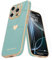 Teageo for iPhone 16 Pro Case with 2 Screen Protector Heart Pattern for Women Girls Luxury Bling Plating Soft TPU Anti-Scratch Shockproof Bumper Phone Case for iPhone 16 Pro, Teal
