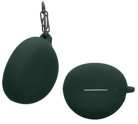 kwmobile Case Compatible with Huawei FreeClip Case - Silicone Cover Holder for Earbuds - Dark Green