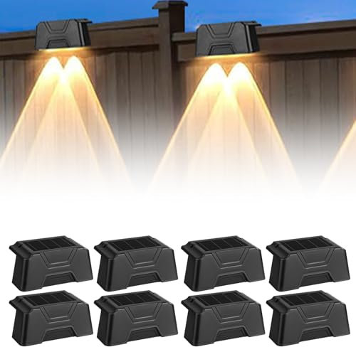 Lampade Solari Per Giardino Esterno: 8 Pezzi Lampade Solari Impermeabili, Illuminazione LED Per Scale Esterni, Applique Murale IP65 Per Vialetto Giardino Terrazza Recinzione (Nero)