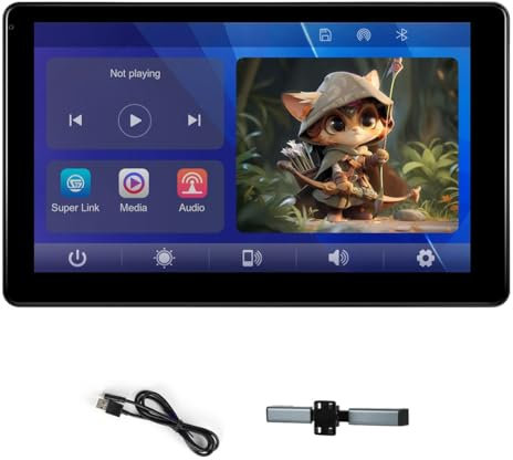 Joselin Monitor de Reposacabezas de TV para Automóvil Multifuncional de 9 Pulgadas para Asiento Trasero, Reproductor de Video con Pantalla Táctil IPS con Carplay Android Auto