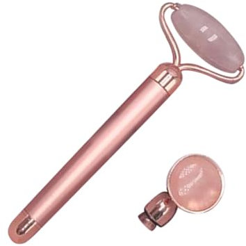 WRITWAA Masseur Facial Rouleau Visage Compact Rouleau à Face Mince En Jade or Rose Outil De Beauté Du Visage Pour Femmes à Domicile Voyage