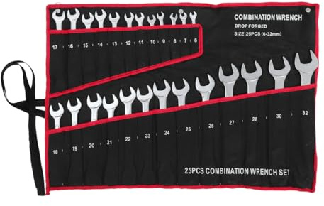UKCOCO Double-Ended Wrench Set 25-piece Spanner Set with Canvas Bag Multi-Function Metal Wrench for Automotive Plumbing and Home Repairs Precision Tool Kit for Mechanics
