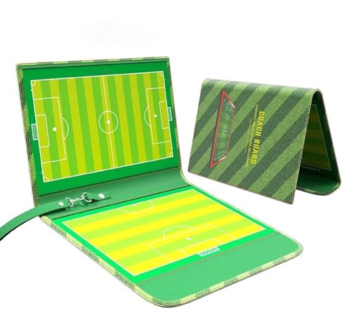 Football Coaches Board, Taktiktafel Fußball Trainermappe mit Marker und Aufbewahrungstasche, Wasserdichtes PU-Material, Tragbar und Faltbar, Ideal als Lehrmittel