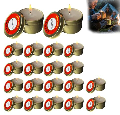 20 Pcs Notfall Kerzen In Blechdos, skerzen Brenndauer Notfallkerze Bei Stromausfall, Windfeste Rauchfreie skerzen Für Zuhause Black-out Camping (30h Brenndauer)