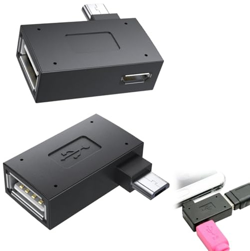 Wcawnlt Micro USB OTG Adaptador Cable OTG, Micro USB a USB, 2 piezas Negro Izquierda y Derecha, para Smartphones, Tabletas y Cámaras