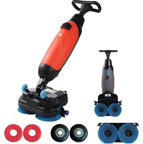 Lavasciuga Pavimenti Professionale, 360 Giri/Min, Lavapavimenti Elettrica Leggera, con Larghezza di Pulizia di 17, Doppie Spazzole Rotanti, Testina Rotante a 360°, Copertura 1200㎡/h 13000 ft²/h(B)