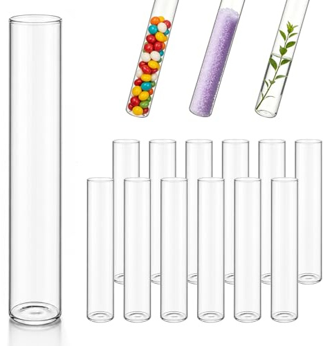 Forbabe 12 Stück Reagenzgläser, 30x150mm Reagenzglas mit flachem Boden | Glasröhrchen Reagenzgläser Borosilikatglas für Vase Blumen Pflanzen DIY-Handwerk