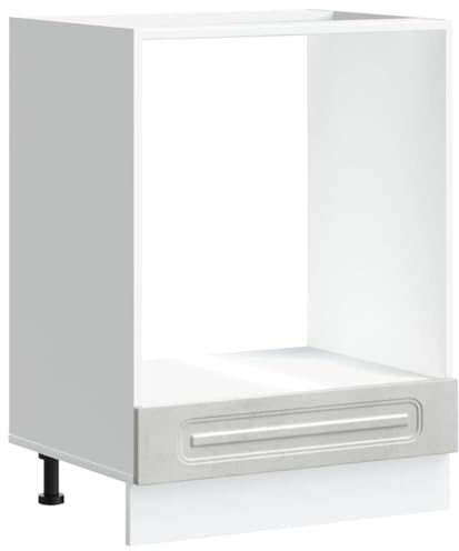 Mhdvray Kalmar - Mobile da cucina da 60 cm, mobile da forno per piano cottura da incasso, mobiletto da cucina grigio cemento, robusto materiale in legno, altezza 81,5 cm, mobile da cucina