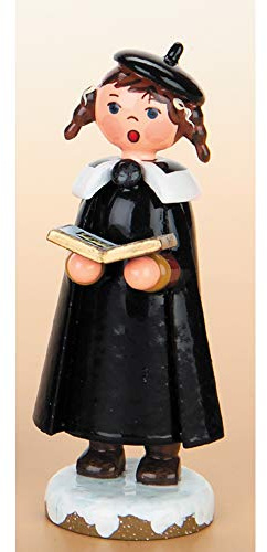 Kleine Figuren & Miniaturen Kurrendemädchen mit Buch und Zöpfen - 8cm - Hubrig Volkskunst