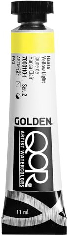 GOLDEN QoR Artist Watercolors, Hansa Yellow Light, 11 ml Tube