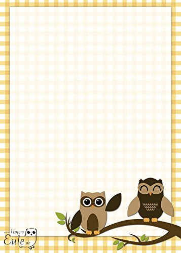 4 Stück Schreibblöcke Happy Eule braun je 50 Blatt Format DIN A6 Notizblock 7140