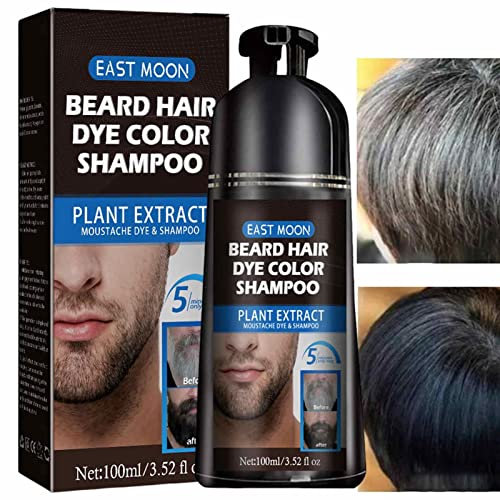 Tinte Barba Negro para Hombre,Champú instantáneo para cabello negro 100 ml, tinte instantáneo para barba para hombres | Coloración bigote y barba para canas, cuidado la barba Lembrd