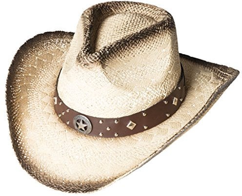 Strohhut Westernhut Cowboyhut Outdoorhut Countryhut Stars & Stripes »SANTIAGO« (L)