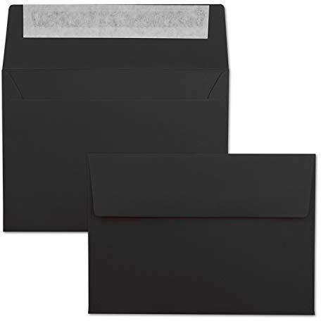 25x Briefumschläge Schwarz DIN C6 Format 11,4 x 16,2 cm - Haftklebung - Kuverts ohne Fenster - Weihnachten, Grußkarten & Einladungen - Für A6 & A4 Papier