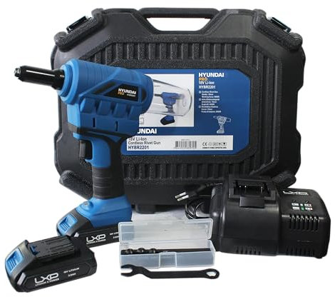 HYUNDAI HY-HYBR2201 Remachadora, 18 V, Negro/Azul, 1,6