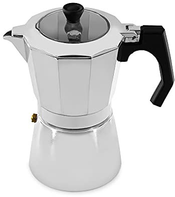 ROSSETTO Cafetière Italienne Express en Aluminium - Couvert Transparent (6 Tasses)