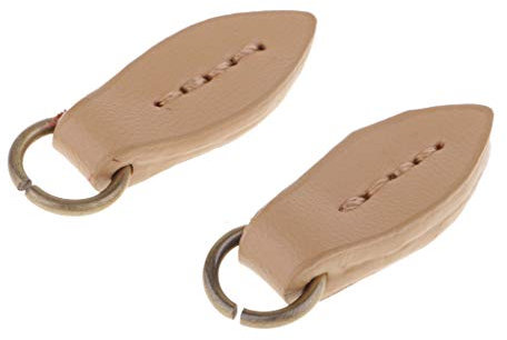 P Prettyia 2 Stück Reißverschluss Anhänger Leder Reißverschluss Zip für Jacke Gepäck Koffer Rucksack Tasche - Beige