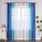 ESLIR Gardinen mit Kräuselband Vorhänge Gardinenschals Transparent Stores Gardinen Farbverlauf Voile Blau BxH 140x245cm 2 Stück
