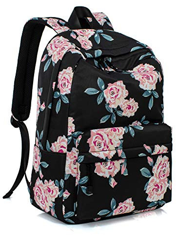 Leaper Fashion Water Resistant School Backpack for Women 14Inch Laptop Black