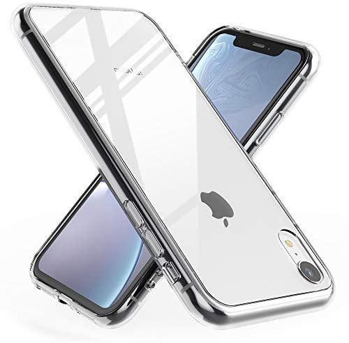 NALIA Coque en Verre Trempé Compatible avec iPhone XR, Cristal Clair 9H Housse Rigide avec Silicone Bumper, Anti-Rayures & Anti-Choc Slim Smart-Phone Case Protection Cover Protege Etui - Transparent
