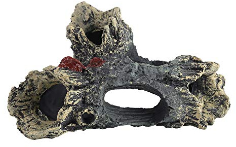 Zerodis Aquarium Ornament, Harz Totes Holz Baumloch Shelter Aquarium Ornament Höhle Dekoration Versteck Höhle für Fische