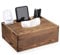 SUMTREE Vintage Rechteckige Taschentuchbox aus Holz mit 3 Fächern für Schreibwaren Fernbedienung Taschentuchspender Aufbewahrungsbox Taschentuch-Organizer Deko(Braun,Groß)
