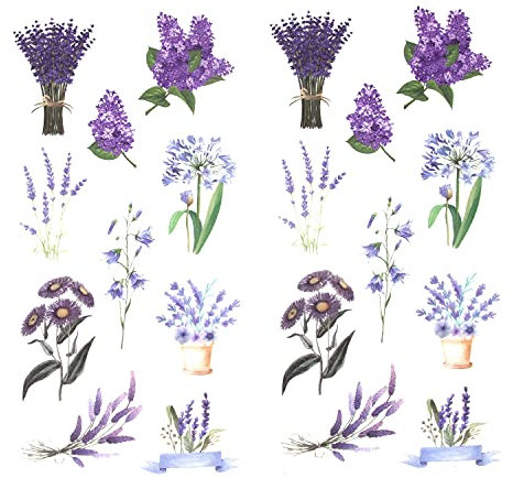 Oblique Unique® Blumen Sticker Pflanzen Blätter Aufkleber Vintage Kakteen Wildblumen Küche Dekoration Scrapbooking Kinder Basteln (Vintage Blumen Lila)