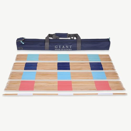 DOCTOR SPORT Qualität Mikado Pick Up Sticks Klassisches Holzspiel, Outdoor- oder Indoor-Spaß-Strategie- und Koordinationsspiel - India Holz - Deluxe-Tragetasche - 33 Sticks - 90 cm Lang