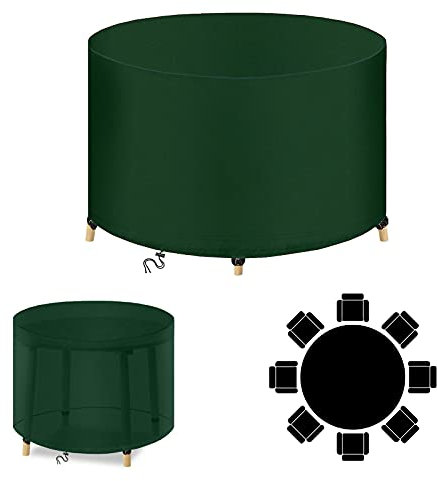 WXQOZLY Gartenmöbel Abdeckung,120x70cm Rund Schutzhülle für Gartentisch，Abdeckhaube Schutzhülle Abdeckplane für Gartenmöbel,420D Oxford Gewebe Wasserdicht, Winddicht,UV-Beständiges-Grün