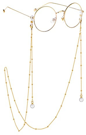 EPIRORA Glasses Chain for Women Men - Sunglasses Strap Mask Holder Lanyard, Anti-lost String for Glasses Retainer (Gold-pearl)