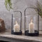 Lights4fun Metall Laternen Set Outdoor mit TruGlow® LED Kerzen batteriebetrieb Timer Garten Deko Balkon Glasglocke Außen