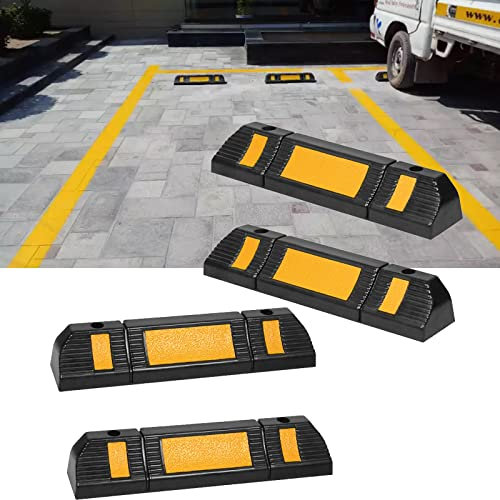 HENGMEI 4X Parkplatzsperre Garagenstopper Gummi Radstopper Parkplatzbegrenzer Anfahrschutz Parkplatzbegrenzung für Garage und Parkplätze