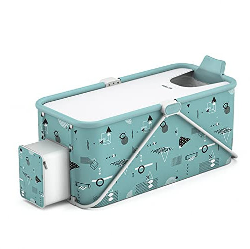 HQVVB Baignoire De Trempage Autoportante Baignoire Pliante Portable Baignoire Rétractable Épaissie, Spa Adulte, 47,24-52,36x20,86x19,68 Pouces (Color : Blu)