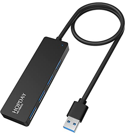 USB Splitter, HOPDAY USB Hub 3.0 4-Port Ultra Slim Supports Notebook PC, USB Flash Drives, Flash Drive, Mac Mini/Pro, PS5/PS4, Mobile Hard Drive Adapter for Surface Pro, XPS