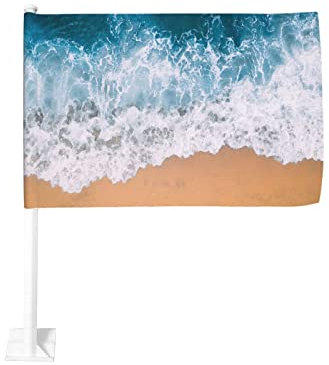 Gartendeko Outdoor Fahne Banner Autofenster Banner Flagge Auto Fenster Fahne Flagge Innendekoration im Freien Flaggen für Auto Flaggen mit Meereswellenmuster Klein 45x30cm 1 Paar Autoflagge 2 Stück