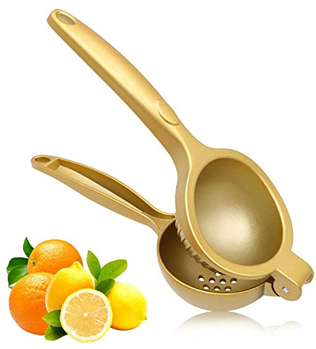 Zitronenpresse, große Zitruspresse und Zitronenpresse, Handpresse, robuste Limettenpresse, Metall-Handentsafter, Küchenwerkzeuge und Gadgets für die Herstellung von frischem Saft (Gold)