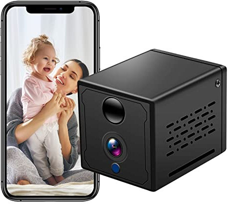 LXMIMI Mini WiFi Kamera, HD 1080P WiFi Kamera, 160° Drahtlos IP Haus Sicherheitskamera mit 2000mAh akku, Unterstützung Bewegungserkennung und Nachtsicht