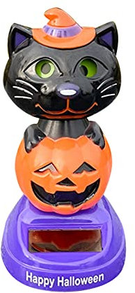 Solar Wackelfigur Kürbis Geist Piraten Katze,Solarbetriebene Solar Tanzende Spielzeug,Auto Armaturenbrett Dekoration,Solar Tanzende Puppe,Solar Wackel Figur,Wackeldackel fürs Auto Deko Innen Haus Büro